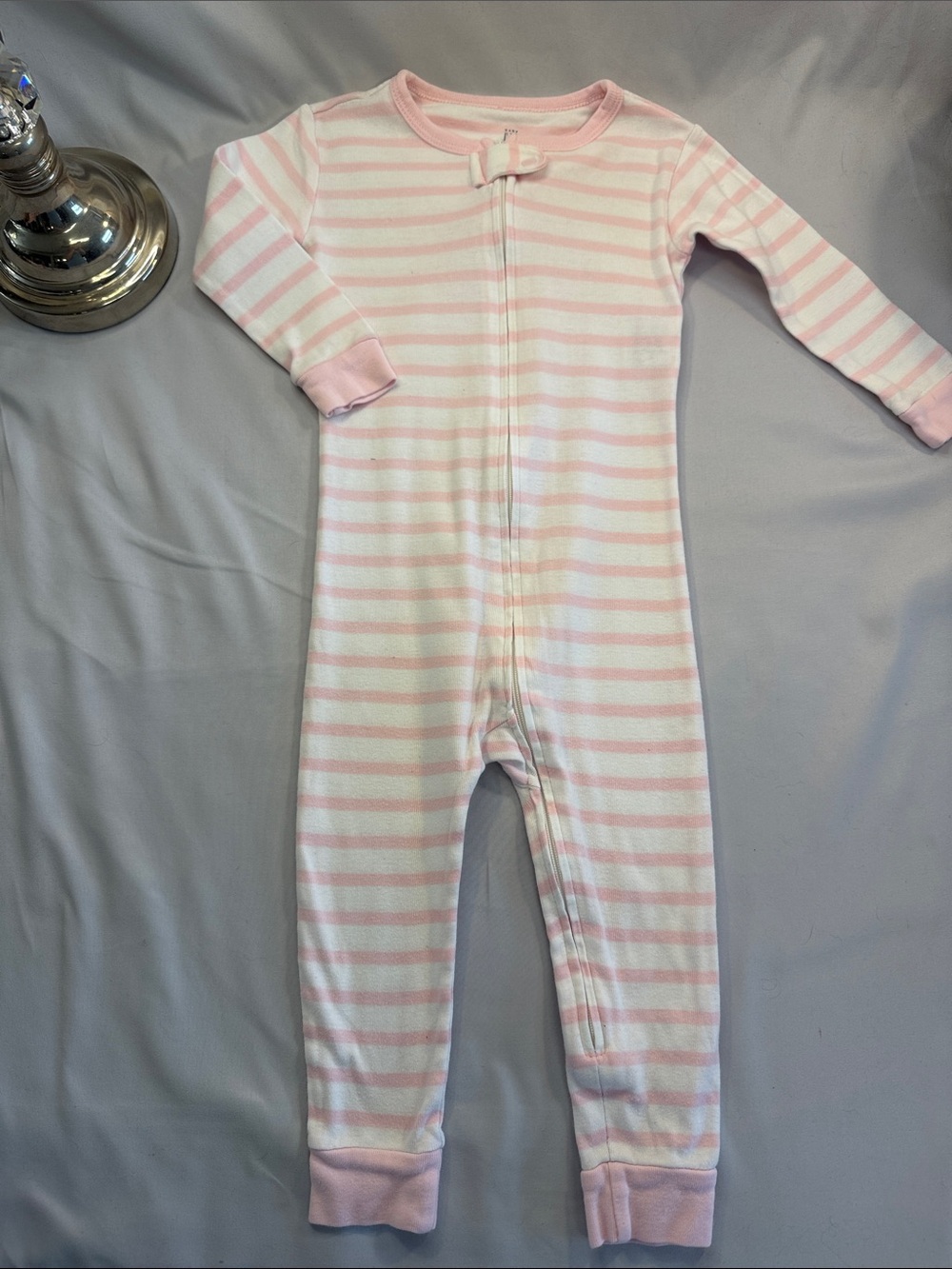 GAP Pink & White Striped Footed Pajama One-Piece